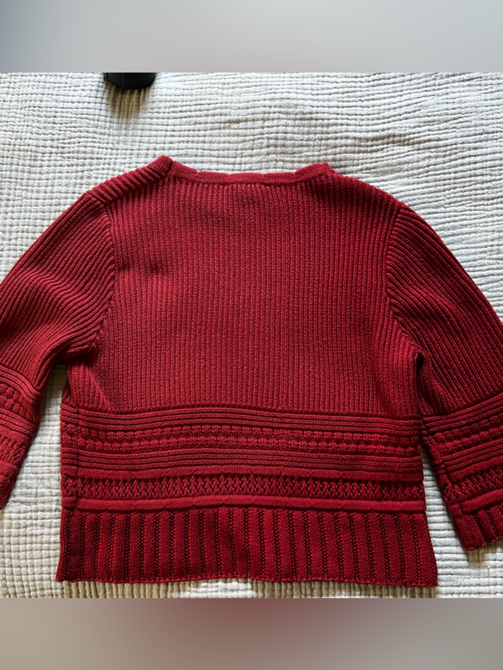 Detailed 3/4th Sleeve Knit Sweater‎ in Burgundy - Picture 7 of 11